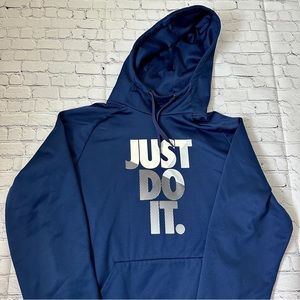 Nike Just Do It Hooded Sweat Shirt Pullover Men’s Size XL Navy Blue
